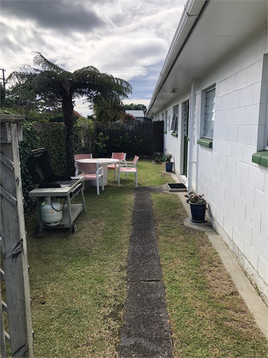 Side of house, perfect for BBQs and evening G&Ts