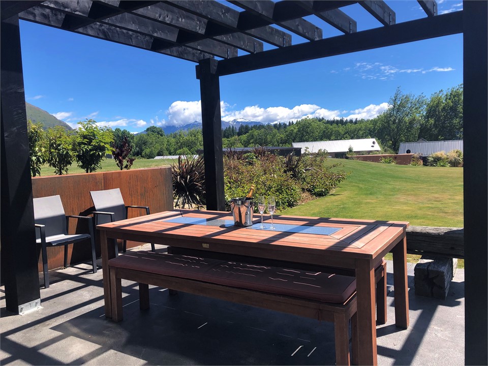 Outdoor sunny relaxation area