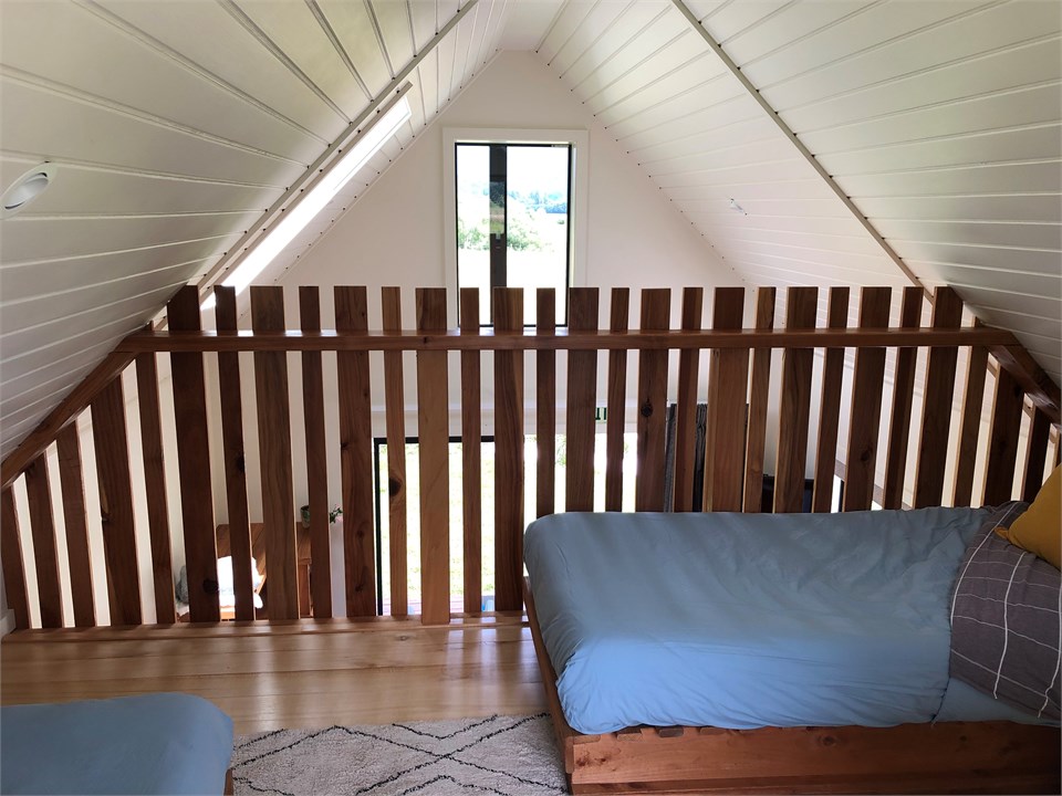 2 single beds upstairs in mezzanine