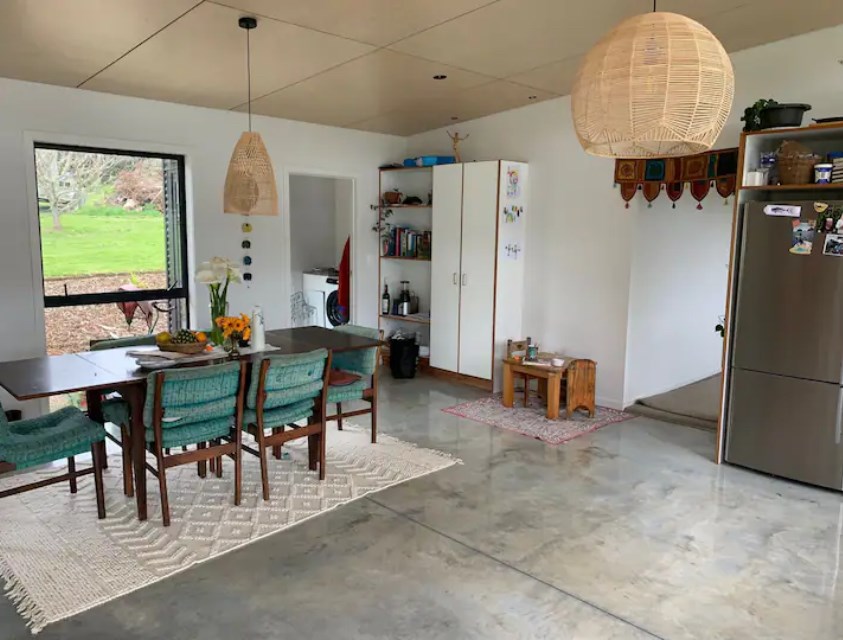 Living, dining, kitchen.