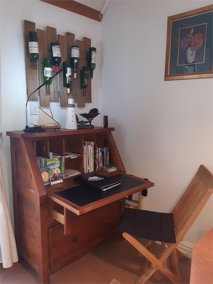 Living room desk with charging station