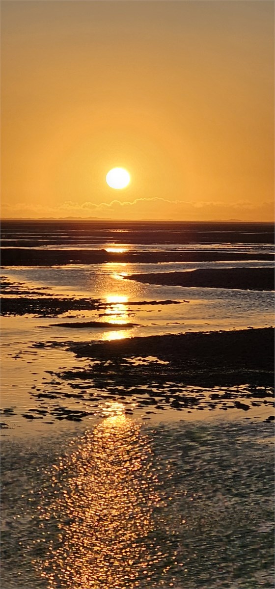Sun rise on the beach at the end of our drive