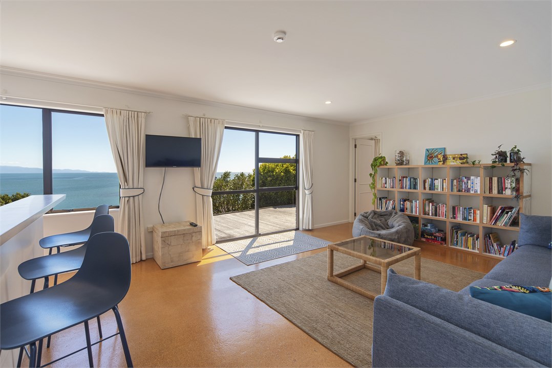 Lower-level lounge & TV area