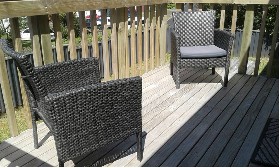 Sunny, north facing deck off the lounge