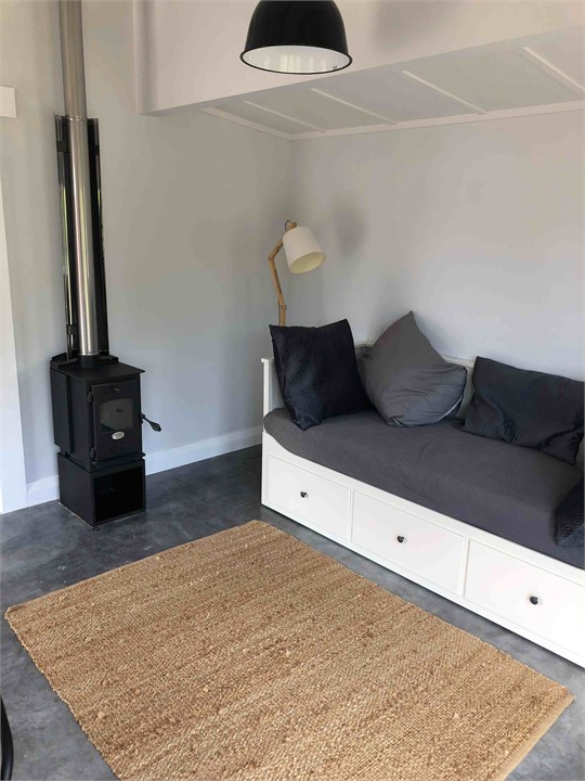 Sitting area with wood fire