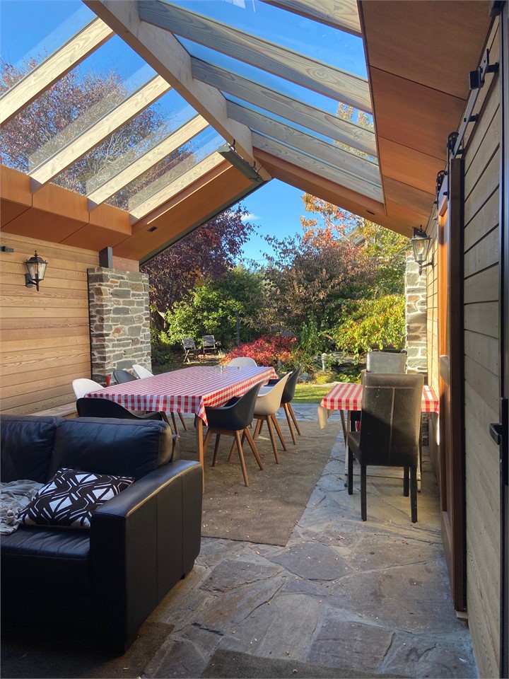 Outdoor Living space adjacent to kitchen and bunkr