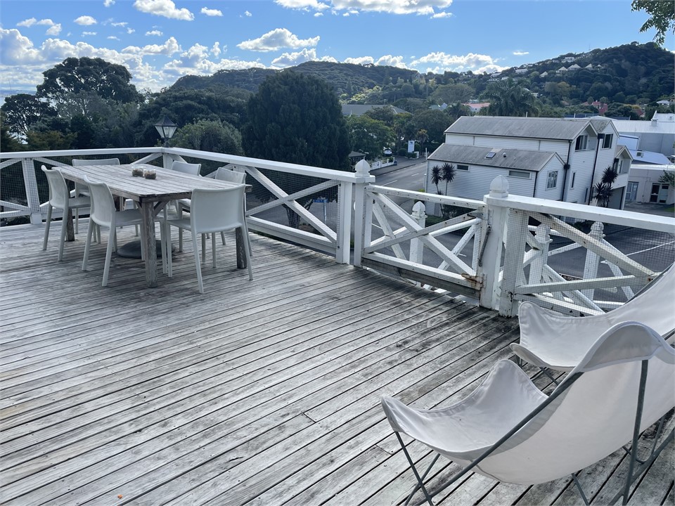 Lots of outdoor seating on the deck area