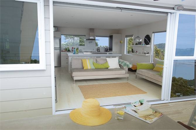 Indoor outdoor flow Waiheke Island holiday house