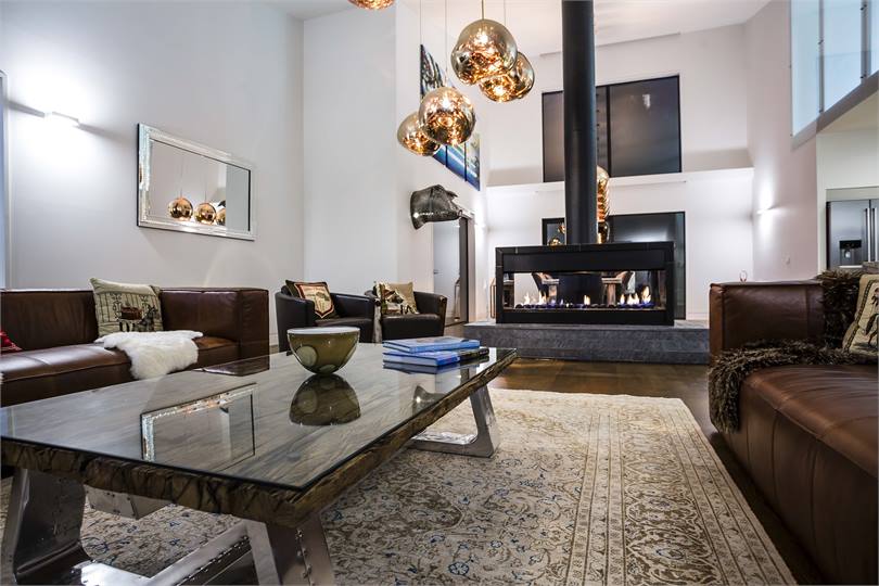 Stylish lounge with gas fireplace