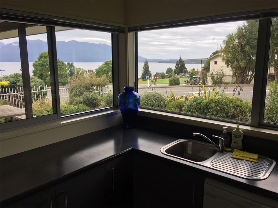 kitchen with lake views