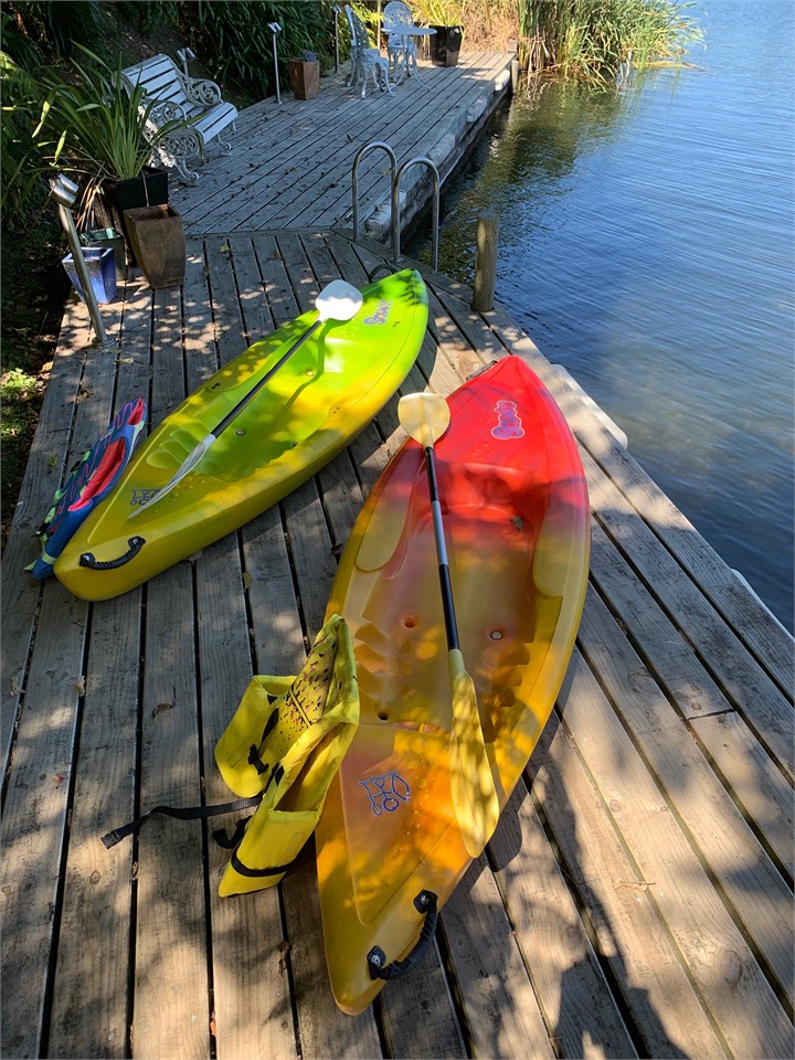 2 kayaks for guests use with life jackets supplied