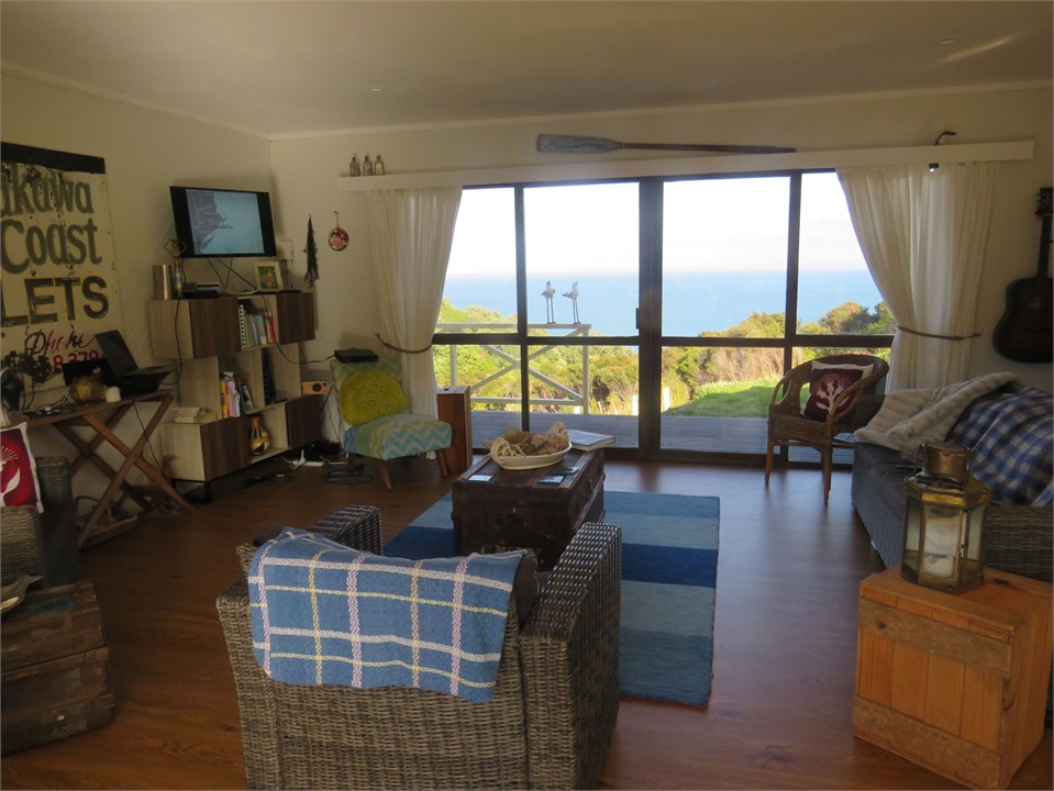 Open plan with views to sea on one side and hills 