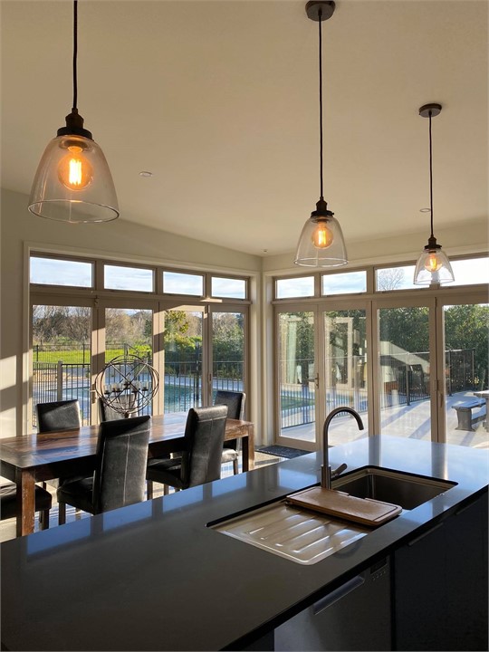 Designer Kitchen looking over the pool area