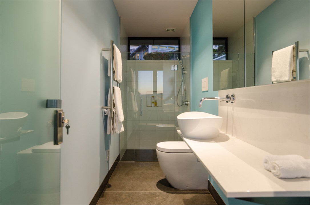 Bathroom 2 with Shower, Toilet & Vanity.