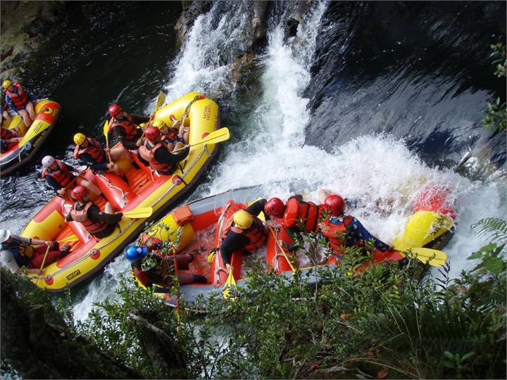 White water rafting viewed from walking track look