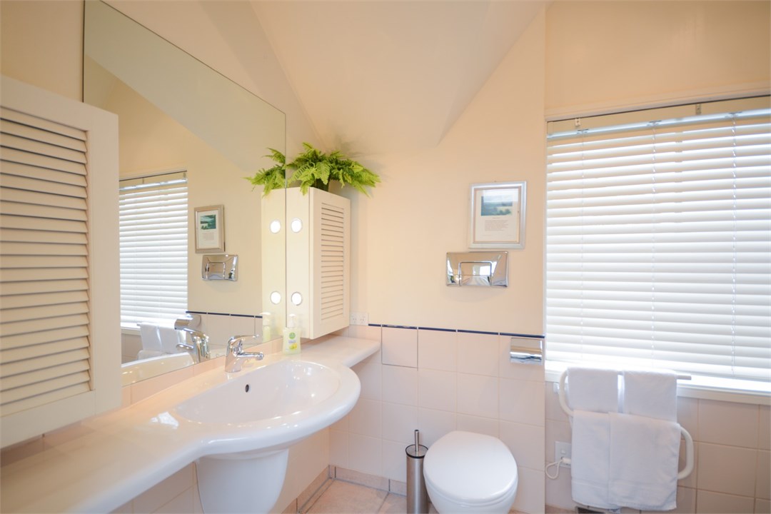 Bathroom has a shower and a toilet