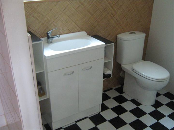 Private bathroom.  Hot water shower, basin, toilet
