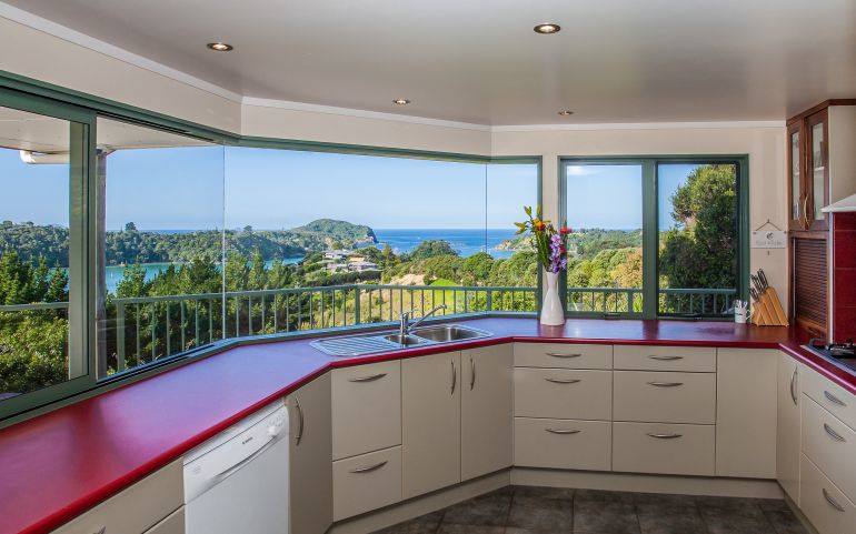 Kitchen with spectacular views - Tutukaka Holiday 