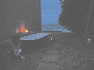 candle lit bath at dusk