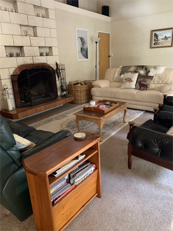 Large open fire in living room