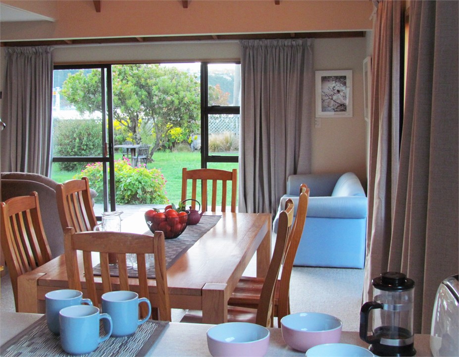 Table setting in spacious dining area