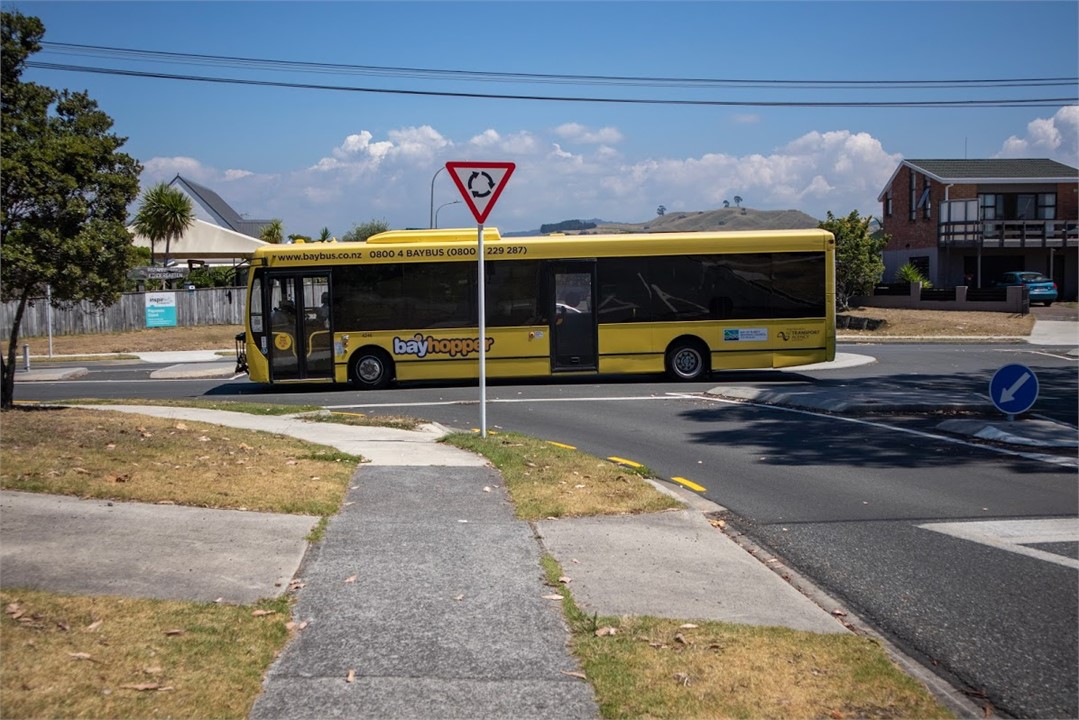 bus just around corner