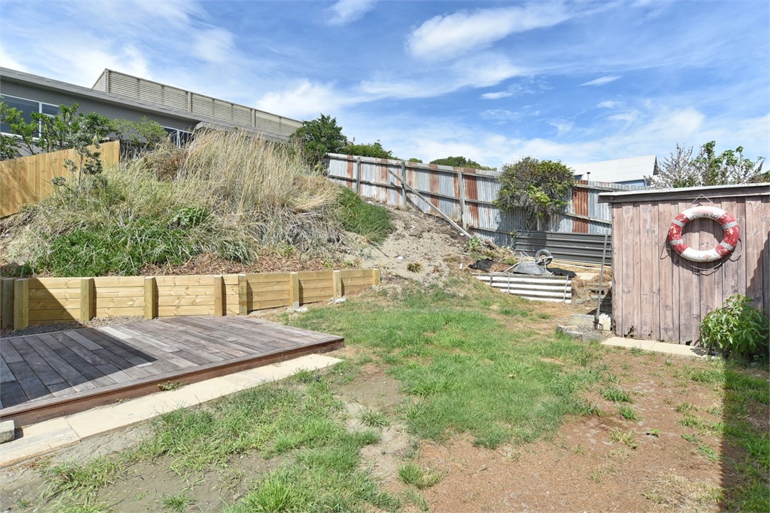 View of the backyard and shed