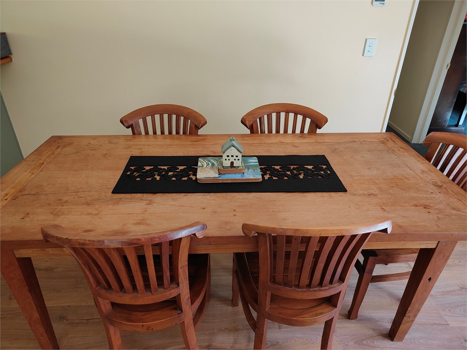 Teak dining table and chairs