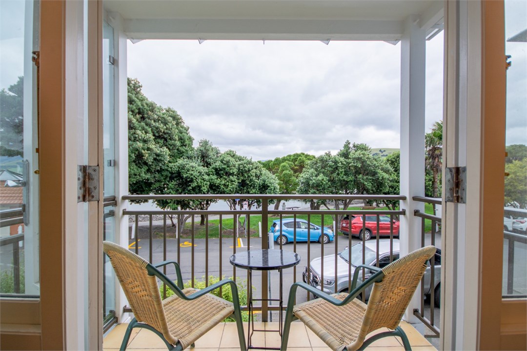 Seating area and a view from the balcony