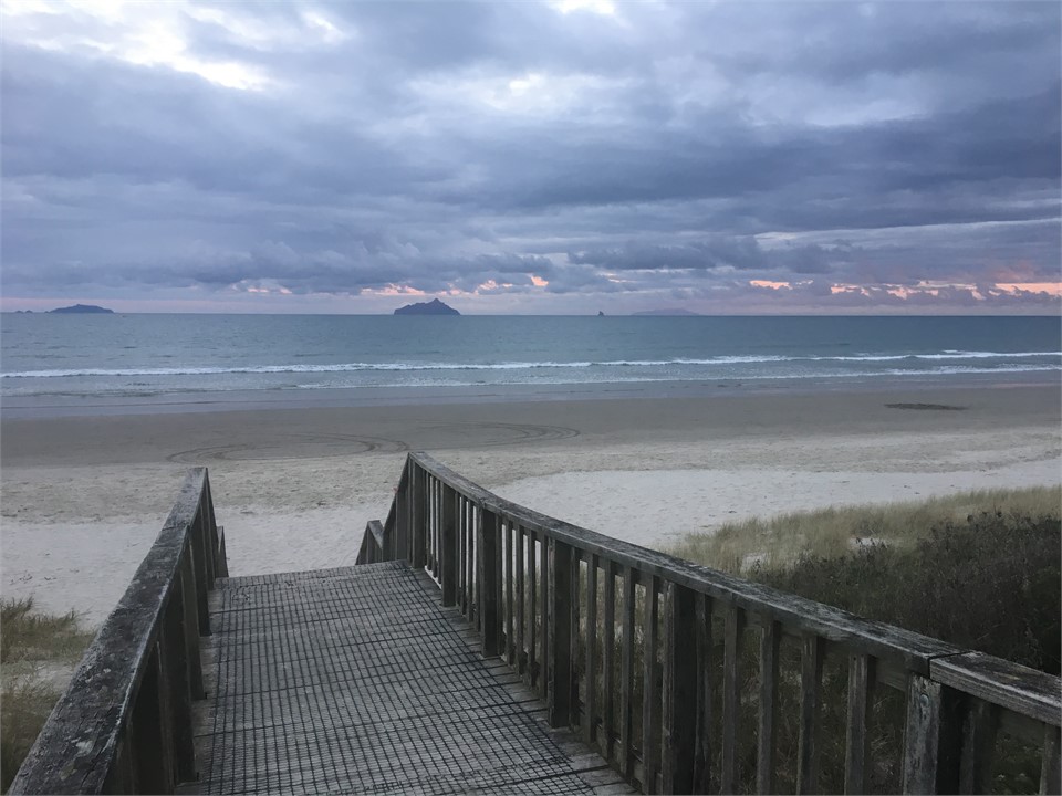 Ruakaka beach from walkway