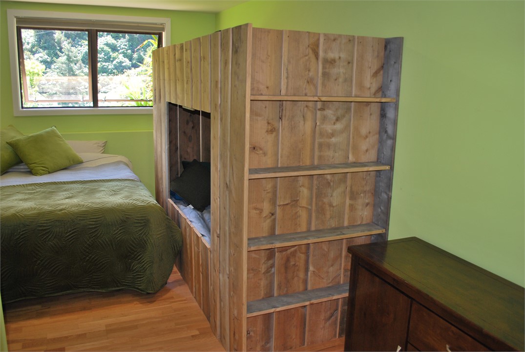wooden bunks in 3rd bedroom