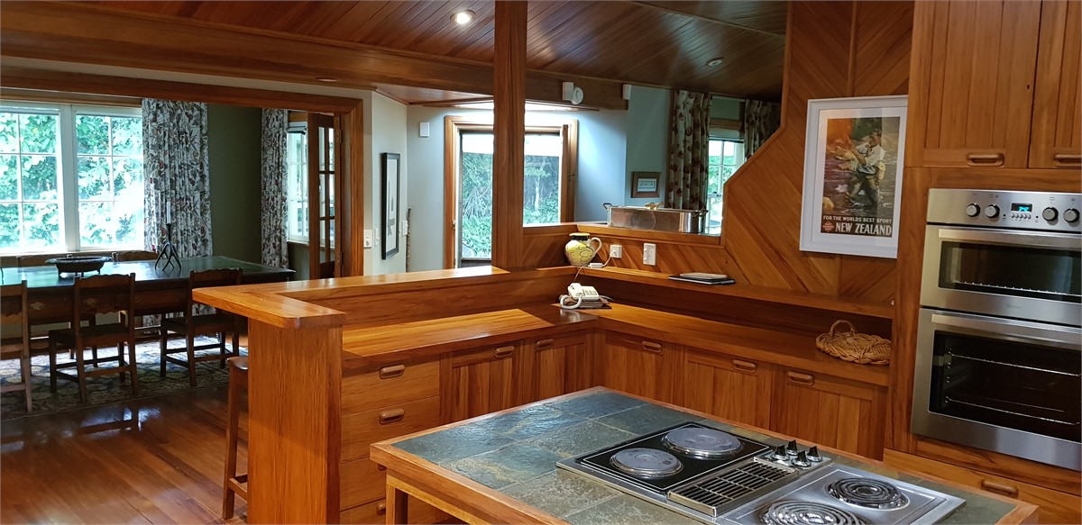 Kitchen in match lined rimu
