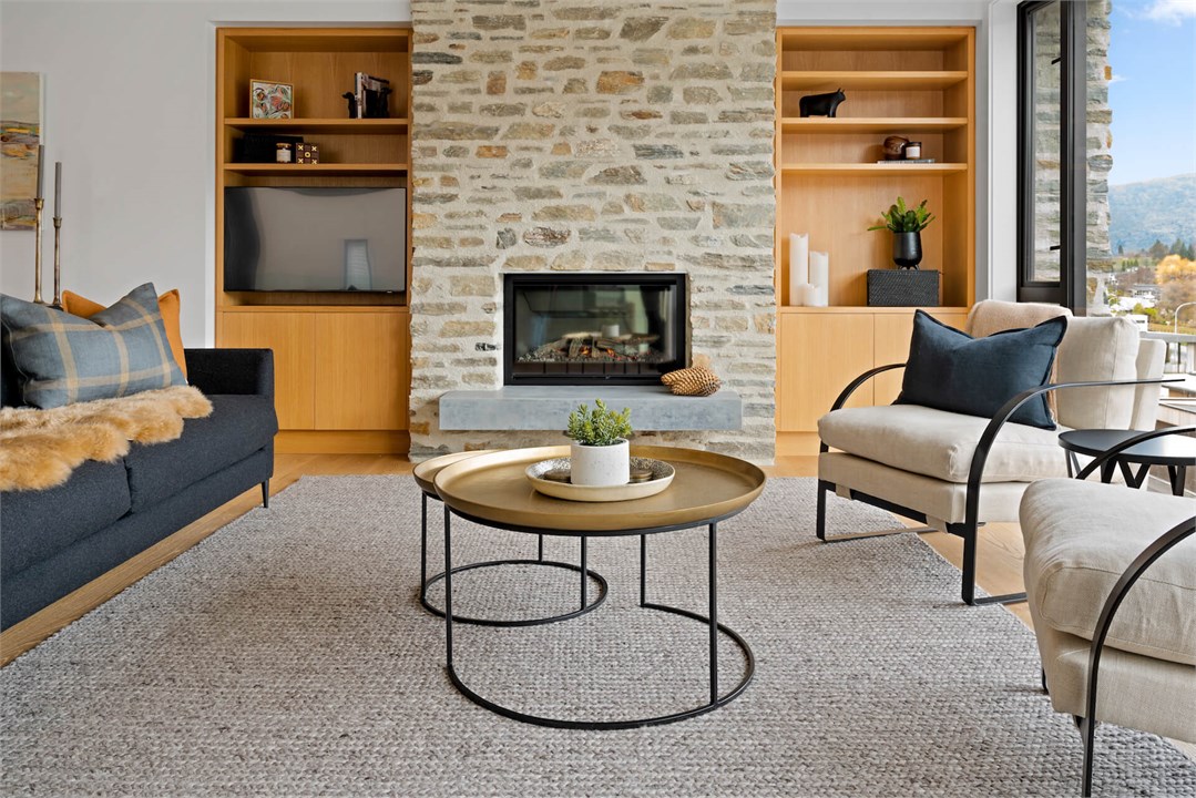 Genoa - living area with indoor fireplace