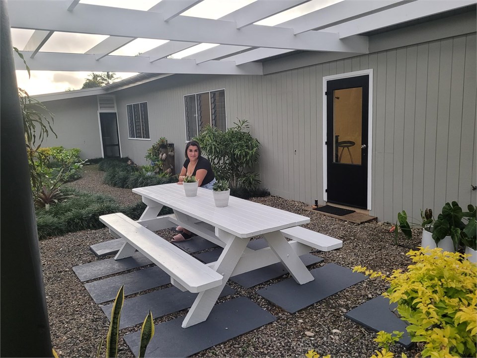 outside back yard extra seating on a warm day