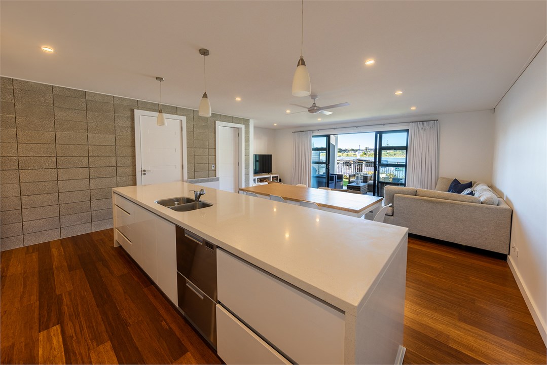 open plan kitchen / dining / living