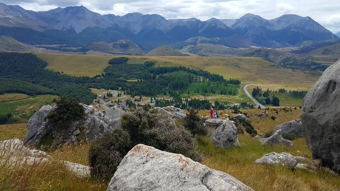 Top of Castle Hill rocks looking back towards vill