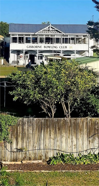 Gisborne Bowling club over the back fence