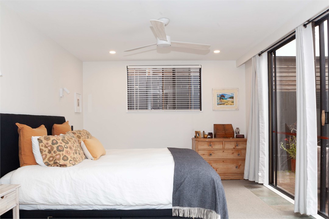 Master bedroom with ceiling fan