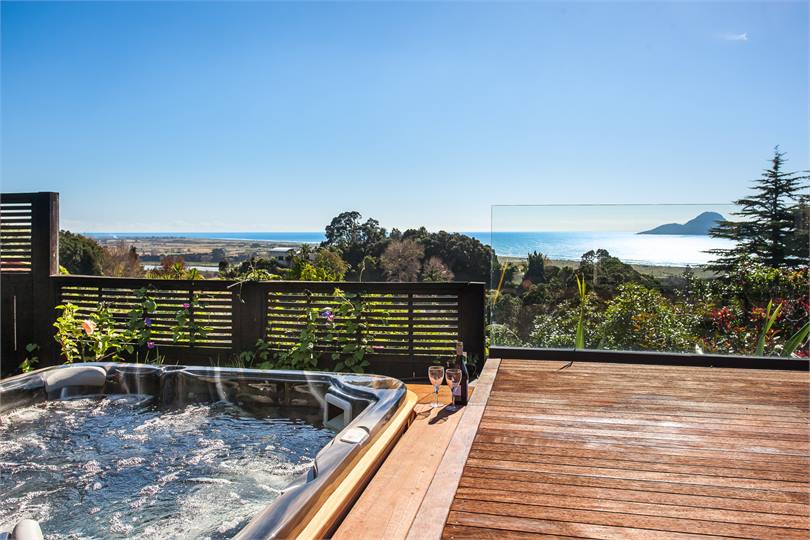 relax and enjoy the spa pool and views