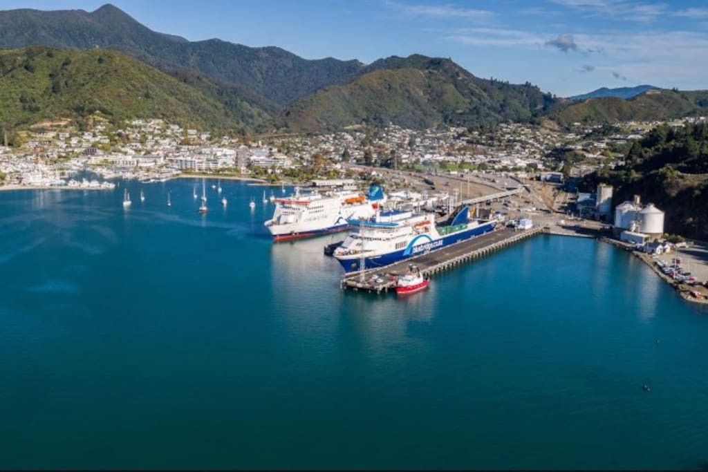 Ferry wharves and views back to Picton