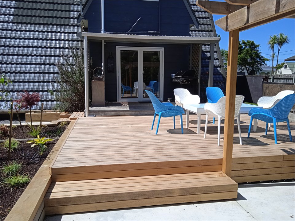 BBQ outside the kitchen. Backyard entertaining are