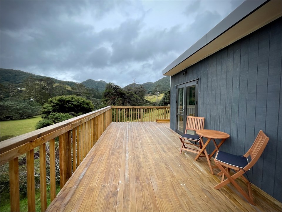 Front deck of the Cottage looking across the valle