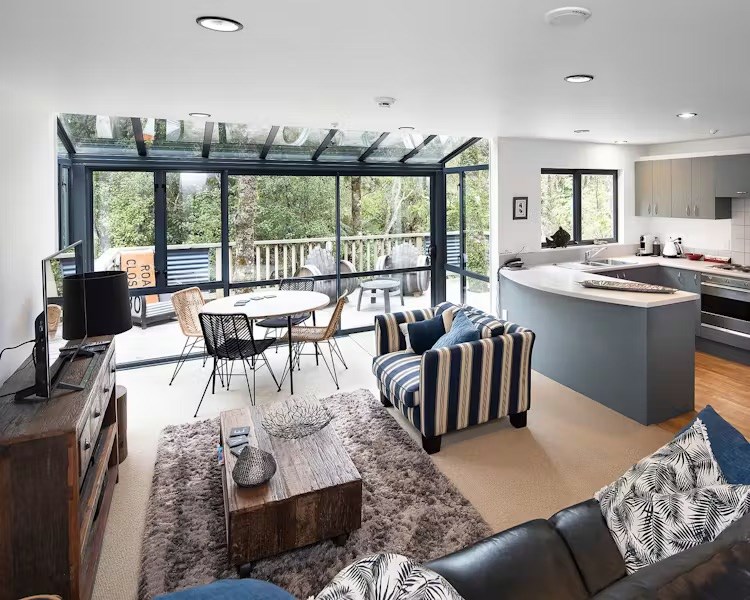 Kitchen, dining, living room