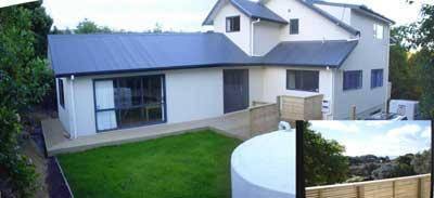 Back deck and lawn, inset upstairs view