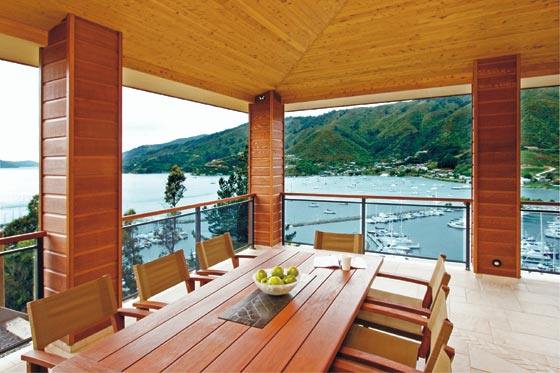 Outdoor dining overlooking the marina