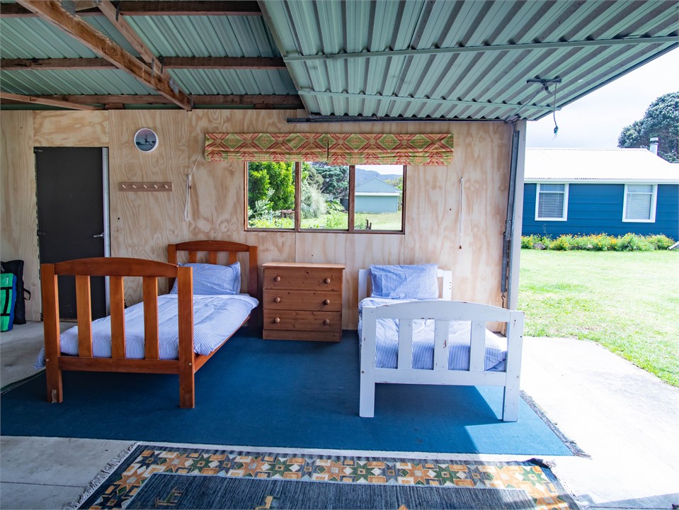 Two single beds in sleepout