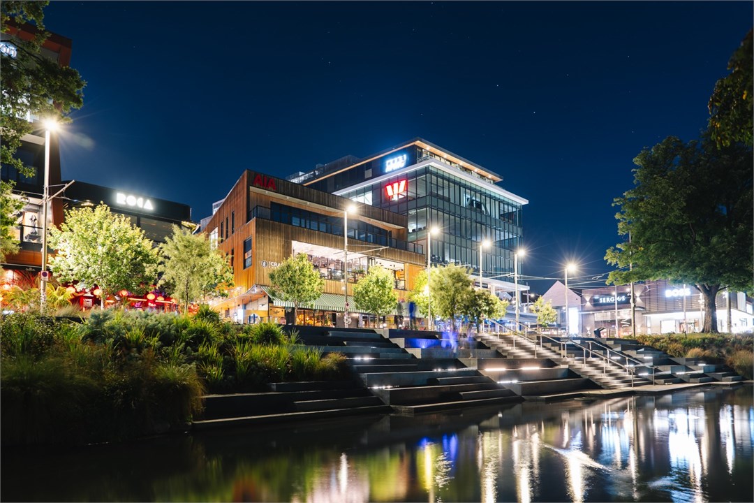 The Terraces at night