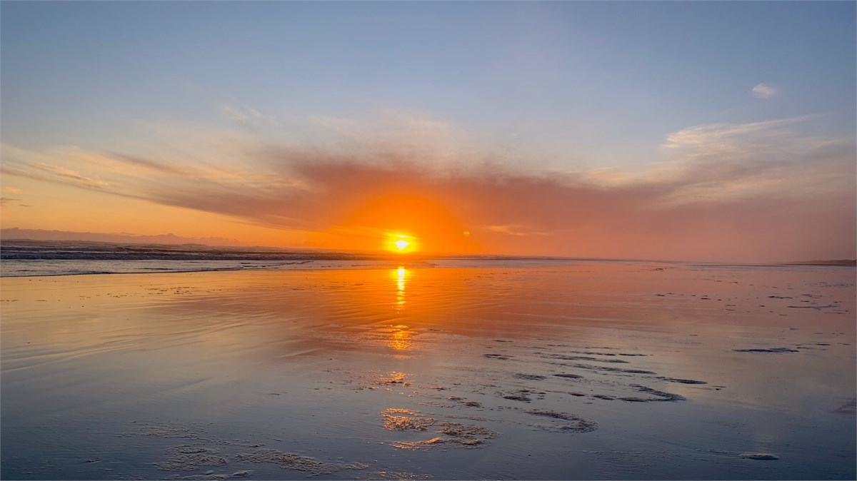 Sunset at Ninety Mile Beach.