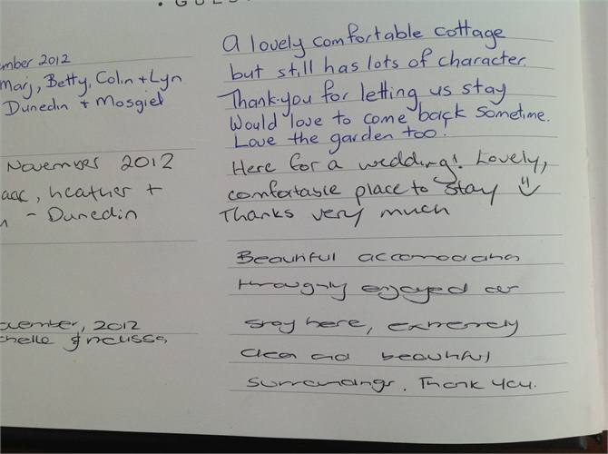 Latest guest book entries