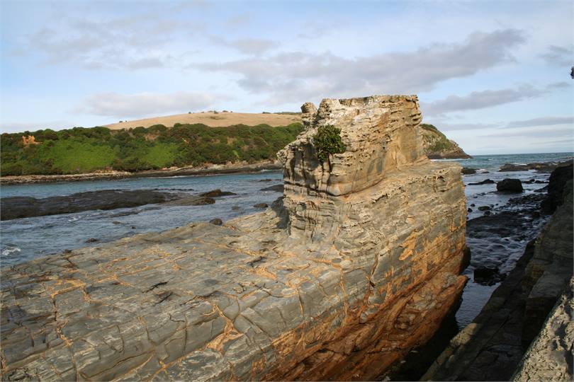 Submarine in gut and looking towards Island
